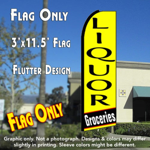 Liquor Groceries (Yellow)  Windless Advertising Feather Flag Only