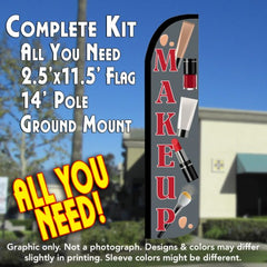 Makeup  Windless Advertising Feather Flag Kit  (Flag, Pole, & Ground Spike) 14 Feet Outdoor Flags