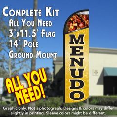 Menudo  Windless Advertising Feather Flag Kit  (Flag, Pole, & Ground Spike) 14 Feet Outdoor Flags