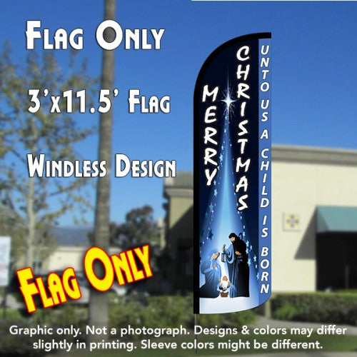 Merry Christmas (Unto Us...)  Windless Advertising Feather Flag Only