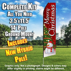 Merry Christmas Snow Men  Windless Advertising Feather Flag Only