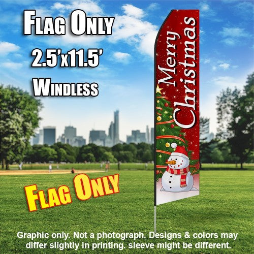 Merry Christmas Snow Men Complete Kit Windless Advertising Feather Flag Only