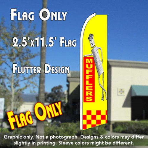 Mufflers (Yellow/Checkered) Windless Advertising Feather Flag Only
