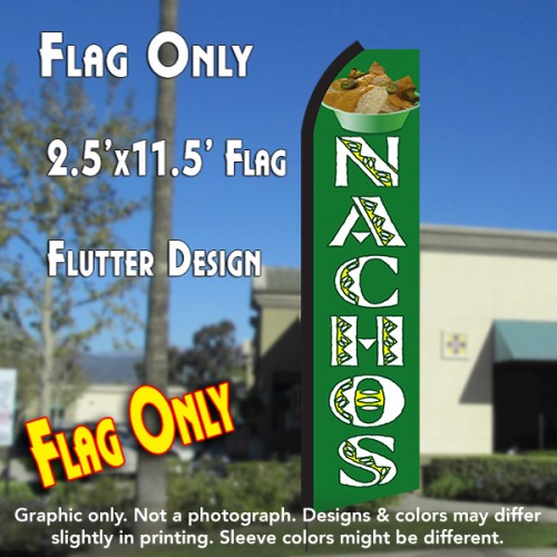 Nachos (Green/White)  Windless Advertising Feather Flag Only