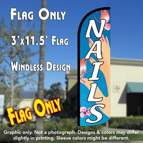 Nails (Blue)  Windless Advertising Feather Flag Only