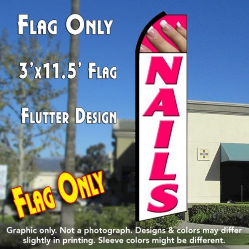 Nails (White/Pink)  Windless Advertising Feather Flag Only