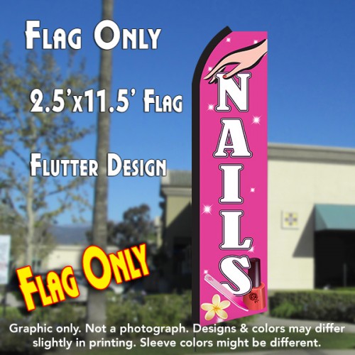 Nails (Pink/White)  Windless Advertising Feather Flag Only