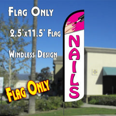 Nails (Pink/White)  Windless Advertising Feather Flag Only