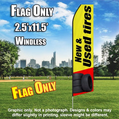 New & Used Tires (Yellow/Black)  Windless Advertising Feather Flag Only