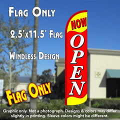 Now Open (Yellow/Red)  Windless Advertising Feather Flag Only