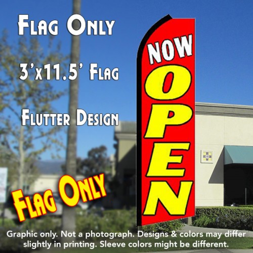 Now Open (Red/Yellow)  Windless Advertising Feather Flag Only