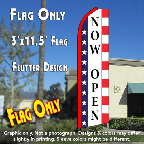 Now Open (Stars & Stripes)  Windless Advertising Feather Flag Only
