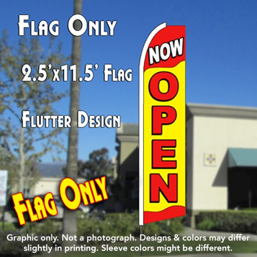 Now Open (Yellow/Red)  Windless Advertising Feather Flag Only