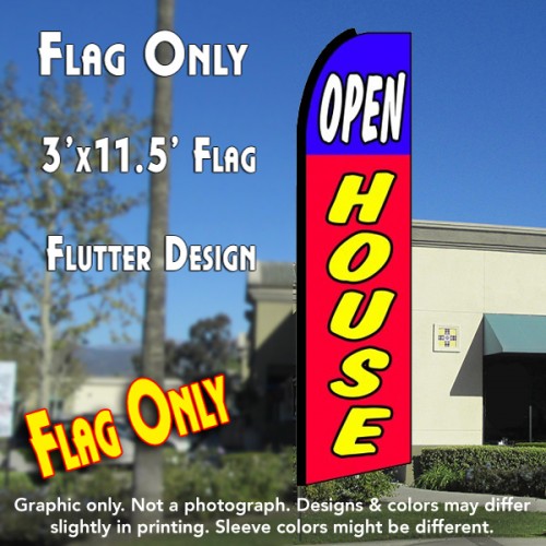 Open House (Blue/Red)  Windless Advertising Feather Flag Only