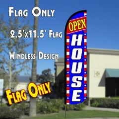 Open House (Blue/White/Stars)  Windless Advertising Feather Flag Only