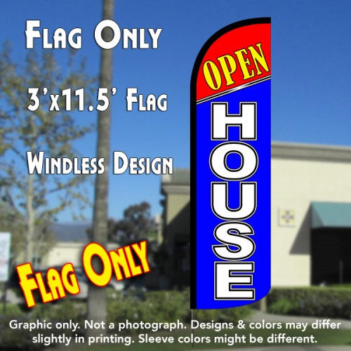 Open House (Red/Blue)  Windless Advertising Feather Flag Only