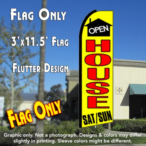Open House Sat/Sun (Yellow)  Windless Advertising Feather Flag Only