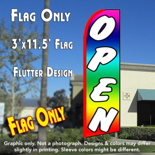 Open (Multi-Colored)  Windless Advertising Feather Flag Only