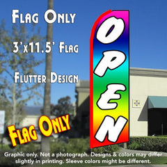 Open (Multi-Colored)  Windless Advertising Feather Flag Only