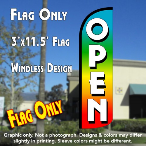 Open (Multi-Colored)  Windless Advertising Feather Flag Only