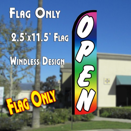 Open (Multicolor)  Windless Advertising Feather Flag Only