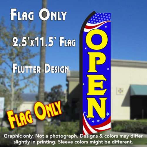 Open (Patriotic)  Windless Advertising Feather Flag Only