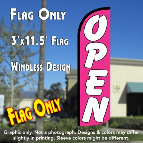Open (Pink/White)  Windless Advertising Feather Flag Only