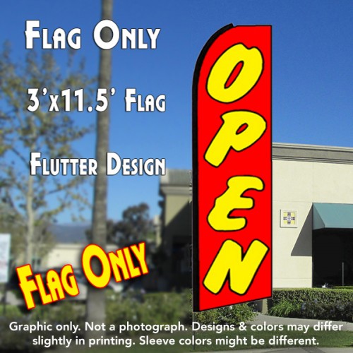 Open (Red/Yellow)  Windless Advertising Feather Flag Only