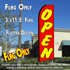 Open (Red/Yellow)  Windless Advertising Feather Flag Only