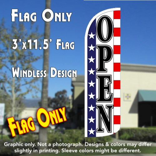 Open (Stars & Stripes)  Windless Advertising Feather Flag Only