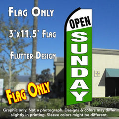 Open Sunday (White/Green)  Windless Advertising Feather Flag Only