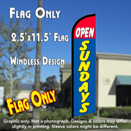 Open Sundays (Red/Blue)  Windless Advertising Feather Flag Only