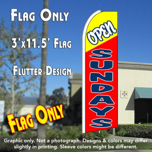 Open Sundays (Red/Yellow)  Windless Advertising Feather Flag Only