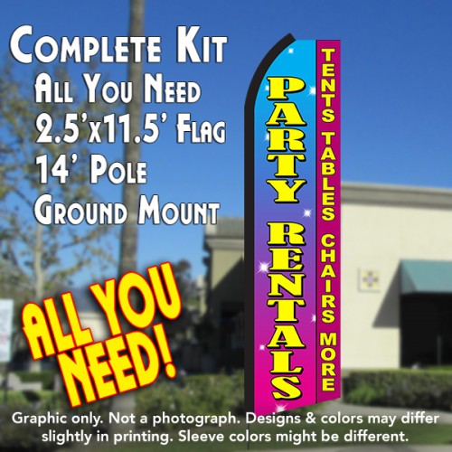 Party Rentals Tents Tables Chairs More (Pink/Yellow)  Windless Advertising Feather Flag Only