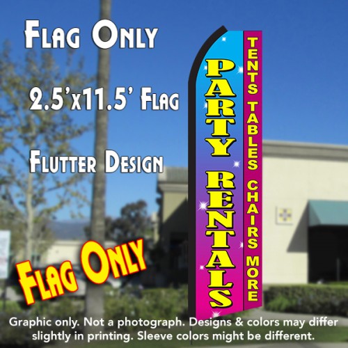 Party Rentals (Pink/Yellow)  Windless Advertising Feather Flag Only