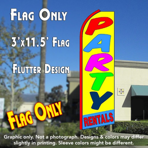 Party Rentals (Yellow/Blue)  Windless Advertising Feather Flag Only