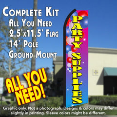 Party Supplies (Balloons)  Windless Advertising Feather Flag Kit  (Flag, Pole, & Ground Spike) 14 Feet Outdoor Flags