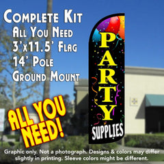 Party Supplies  Windless Advertising Feather Flag Kit  (Flag, Pole, & Ground Spike) 14 Feet Outdoor Flags