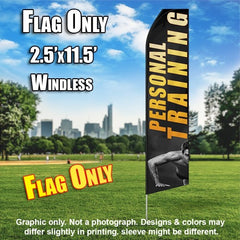 Personal Training (Gray And Yellow)   Windless Advertising Feather Flag Only
