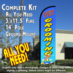 Pet Grooming  Windless Advertising Feather Flag Kit  (Flag, Pole, & Ground Spike) 14 Feet Outdoor Flags
