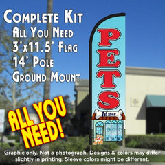 Pets  Windless Advertising Feather Flag Kit  (Flag, Pole, & Ground Spike) 14 Feet Outdoor Flags