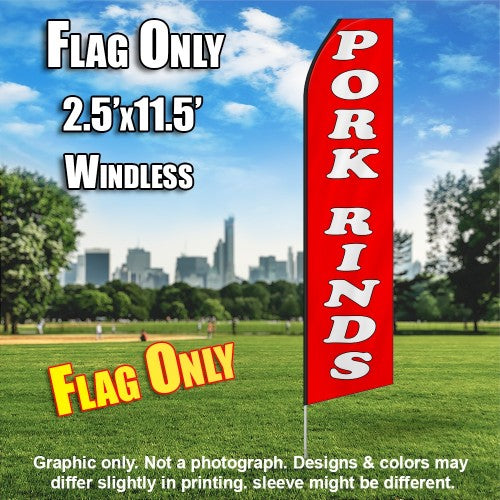 Pork Rinds (Red/White)   Windless Advertising Feather Flag Only