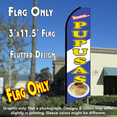 Pupusas (Blue/White)  Windless Advertising Feather Flag Kit  (Flag, Pole, & Ground Spike) 14 Feet Outdoor Flags