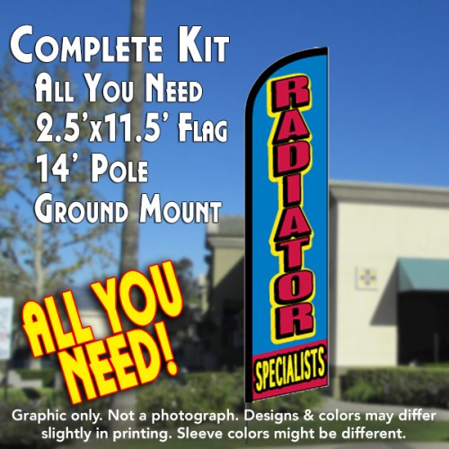 Radiator Specialists  Windless Advertising Feather Flag Kit  (Flag, Pole, & Ground Spike) 14 Feet Outdoor Flags