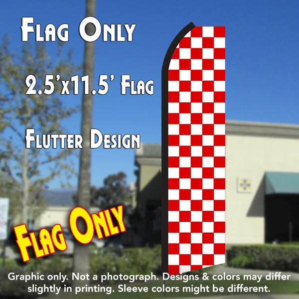 Checkered Red/White  Windless Advertising Feather Flag Only