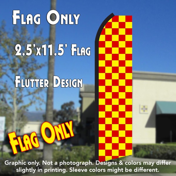 Checkered Red/Yellow  Windless Advertising Feather Flag Only