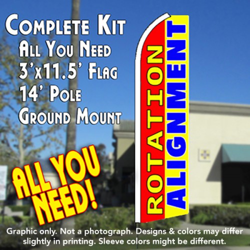 Rotation/Alignment (Red/Yellow)  Windless Advertising Feather Flag Kit  (Flag, Pole, & Ground Spike) 14 Feet Outdoor Flags