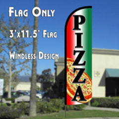 Pizza (Tri-Color/Black)  Windless Advertising Feather Flag Only