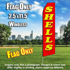 Shells (Red/Yellow Letters)   Windless Advertising Feather Flag Only