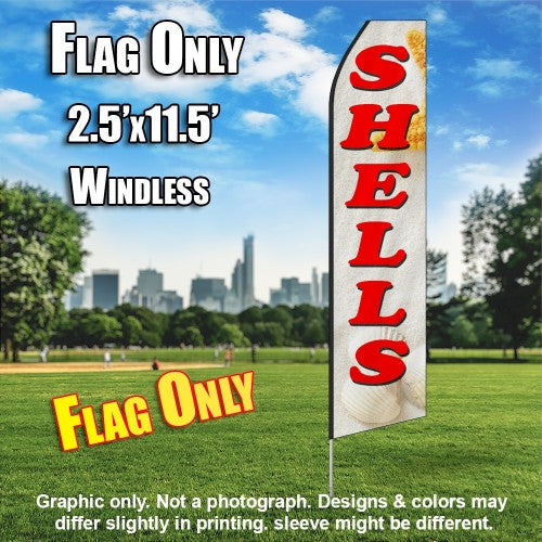 Shells (Beach/Red Letters)   Windless Advertising Feather Flag Only